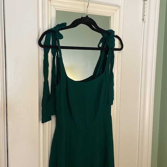 Reformation Green Emerald Twilight Square-Neck Crepe Midi Dress 6 - Picture 11 of 11